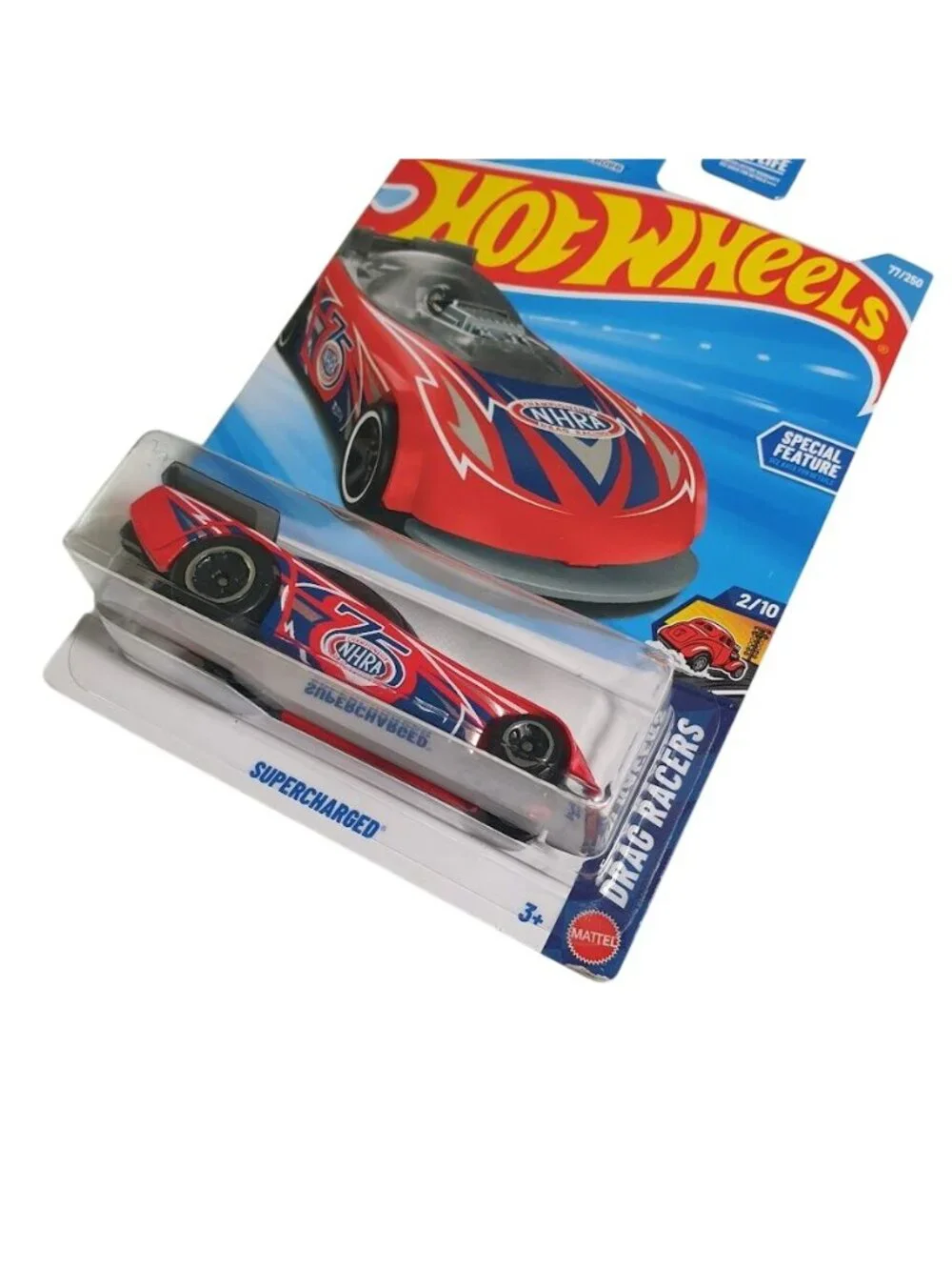 Hot Wheels NHRA 75th Anniversary Drag Racers Supercharged Diecast Car Red Gift